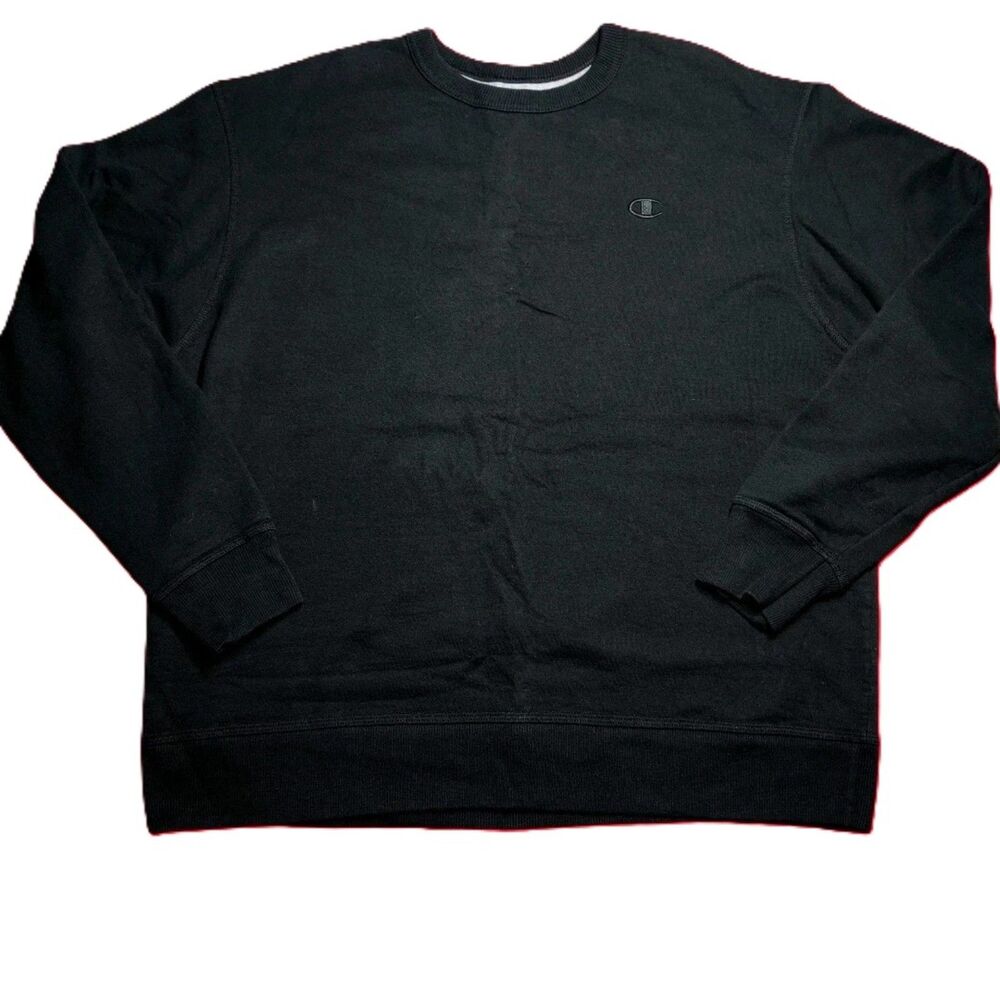 Champion Vintage Black Crewneck Sweatshirt XL Pullover Embroidered Logo Casual
